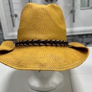 Yellow Straw Hat with Black Braided Band